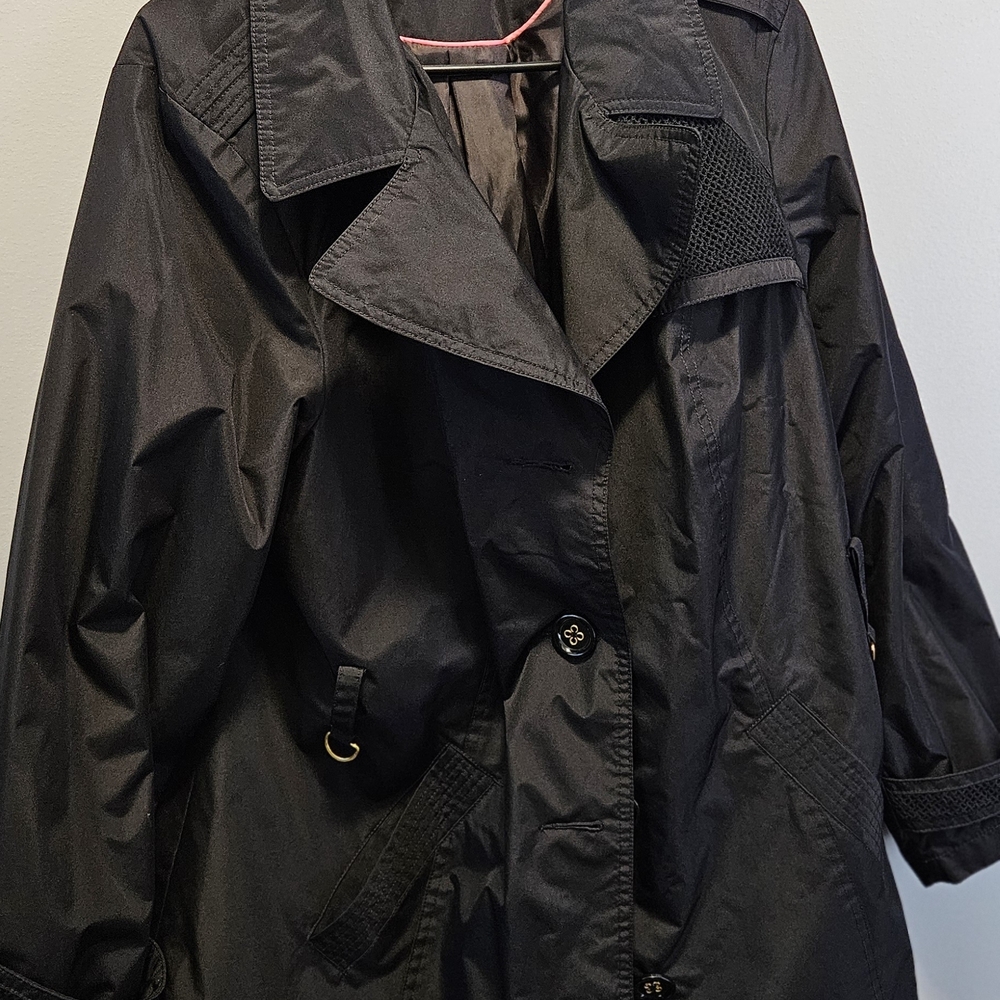 Susan Graver Elegant Black Rain Coat